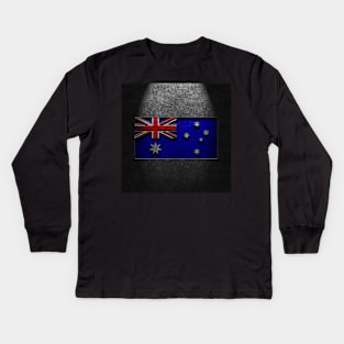 Australian Flag Stone Texture Repost Kids Long Sleeve T-Shirt